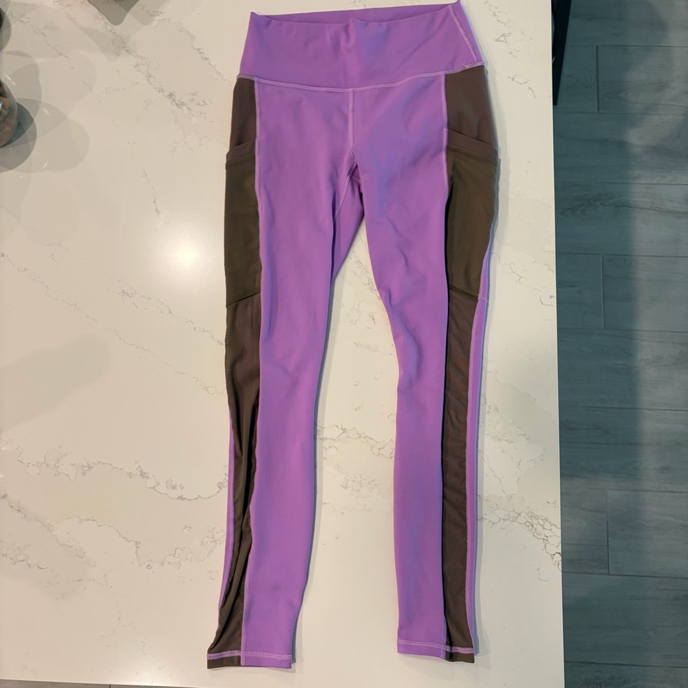 Fabletics Lilac Purple and Brown Powerhold Leggings small